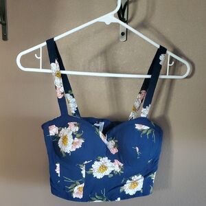 Floral Blue Crop Top